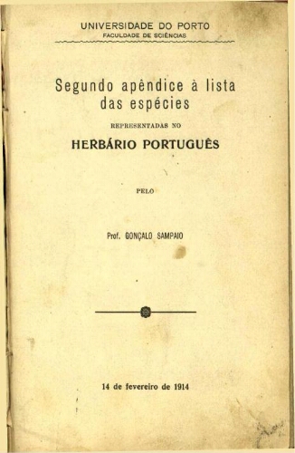 Segundo apêndice à lista das espécies representadas no Herbário português