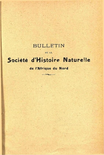 Bulletin de la Société d'histoire naturelle de l'Afrique du nord [...] Tome septième