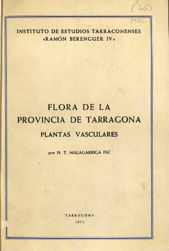 Flora de la provincia de Tarragona. Plantas vasculares