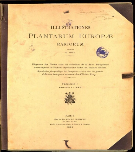 Illustrationes plantarum Europae rariorum. Fasc. 1