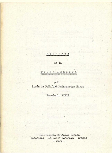 Sinopsis de la flora ibérica [...] Fascículo XXVII