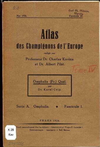 Atlas des champignons de l'Europe [...] Tome IV. Omphalia (Fr.) Quél.