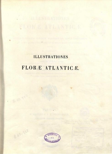 Illustrationes florae Atlanticae [...] Volumen I