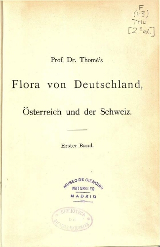 Flora von Deutschland Österreich und der Schweiz. Zweite, vermehrte und verbesserte Auflage. Band I