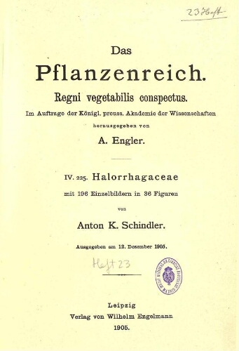Halorrhagaceae. In: Engler, Das Pflanzenreich [...] [Heft 23] IV. 225