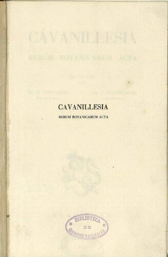 Cavanillesia [...] Vol. III