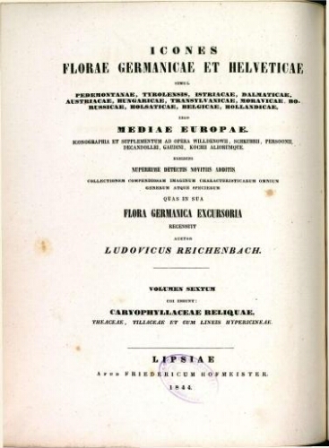 Icones florae Germanicae et Helveticae [Reimp. col.] [...] Volumen VI