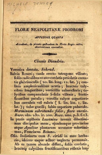 Florae Neapolitanae prodromi appendix quarta