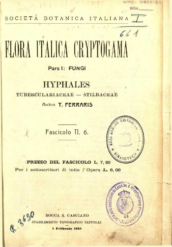 Flora Italica cryptogama. Pars I: Fungi. [...] Fascicolo N. 6