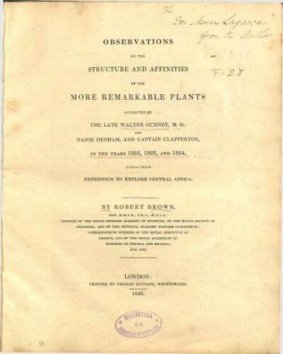 Observations on the structure and affinities of the more remarkable plants collected by the late Walter Oudney