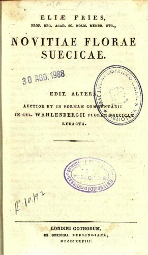 Novitiae florae Suecicae. Edit. altera