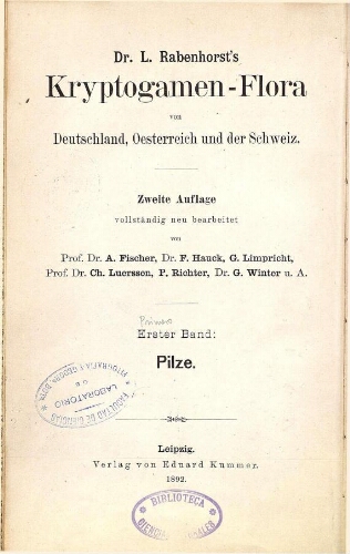 Rabenhorst's Kryptogamen-Flora [...] Zweite Auflage [...] [Band 1, Abth. 4]