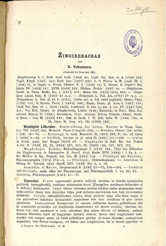 Zingiberaceae. In: Engler, Das Pflanzenreich [...] [Heft 20] IV. 46