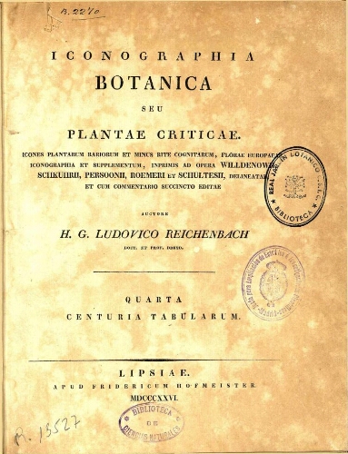 Iconographia botanica seu plantae criticae [...] Quarta centuria tabularum