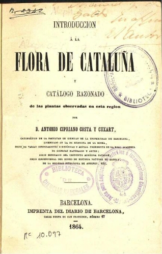 Introduccion á la flora de Cataluña