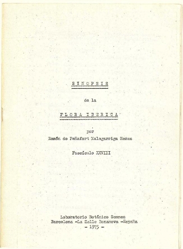 Sinopsis de la flora ibérica [...] Fascículo XXVIII