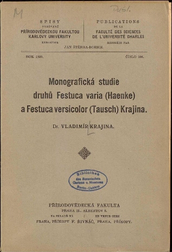 Monografická studie druhů Festuca varia (Haenke) a Festuca versicolor (Tausch) Krajina