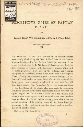 Descriptive notes on Papuan plants, [...] ; III