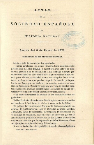 Actas de la Sociedad Española de Historia Natural [año 1879]