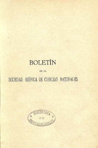 Boletín de la Sociedad Ibérica de Ciencias Naturales [...] Tomo XXIII (VI)