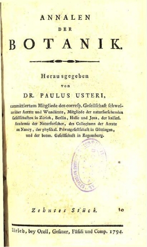Neue Annalen der Botanick [P. Usteri, ed.]. Viertes Stück [vol. 4]
