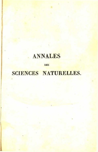 Annales des sciences naturelles [...] Tome premier