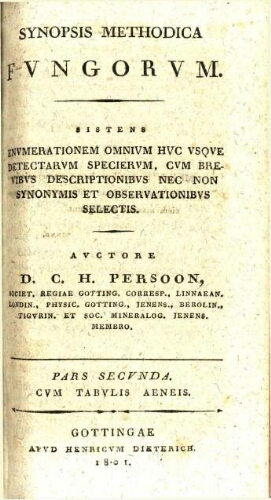 Index botanicus Persoonii Synopsi methodica fungorum