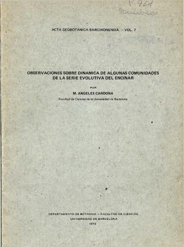 Acta Geobotánica Barcinonensia. Vol. 7