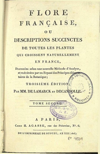 Flore française, [...] troisième édition [...] Tome second