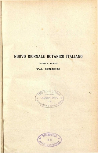 Nuovo Giornale botanico italiano. (Nuova serie). V. 39