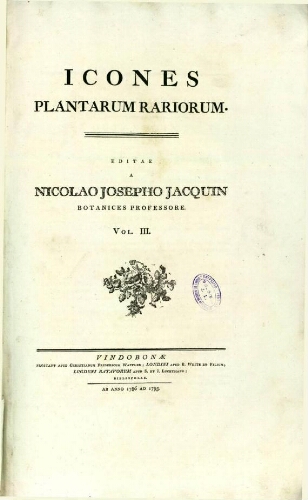 Icones plantarum rariorum [...] Vol. III