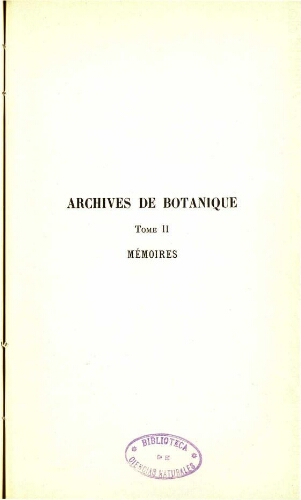 Archives de botanique [...] Tome II (1928) Mémoires