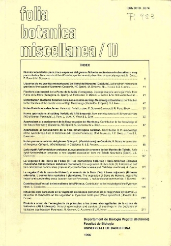 Folia Botanica Miscellanea. [Vol.] 10