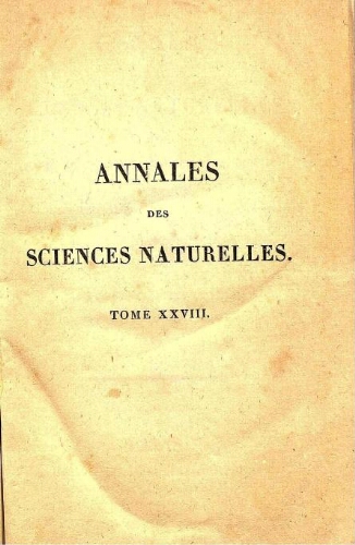 Annales des sciences naturelles [...] Tome vingt-huitième