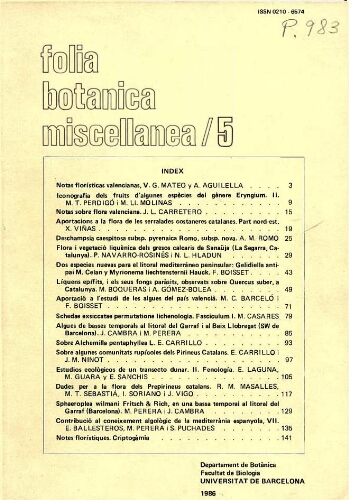 Folia Botanica Miscellanea. [Vol.] 5