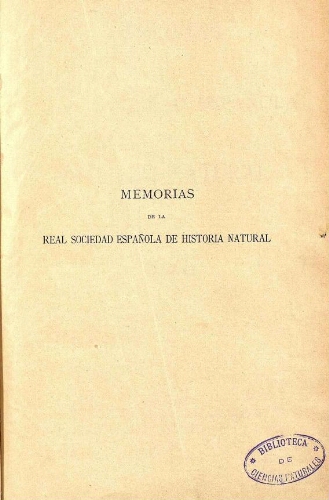 Memorias de la Real Sociedad Española de Historia Natural. Tomo III