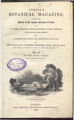 Curtis's Botanical Magazine (1801). Vol. 72 (Vol. 2 of the third series)