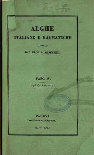 Alghe italiane e dalmatiche [...] Fasc. IV