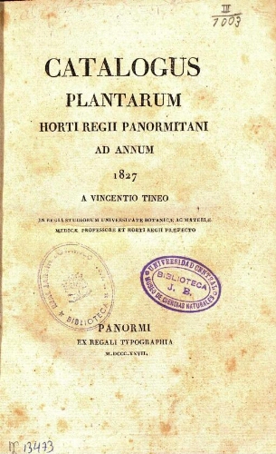 Catalogus plantarum Horti Regii Panormitani ad annum 1827