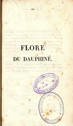 Flore du Dauphiné [...] Tome I