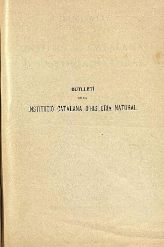 Butlletí de la Institució Catalana d'Història Natural [...] Vol. XIII