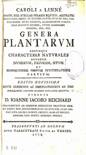 Genera plantarum [...] [7.ª ed.]