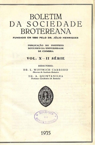Boletim da Sociedade Broteriana. Vol. X (II Série)