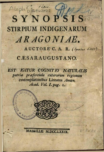 Synopsis stirpium indigenarum Aragoniae