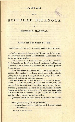 Actas de la Sociedad Española de Historia Natural [año 1895]