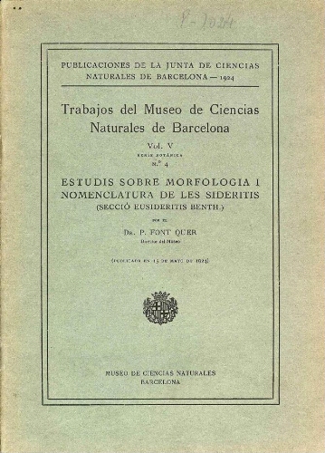 Treballs del Museu de Ciències Naturals de Barcelona. ; Vol. 5. Sèrie botànica ; n.º 6
