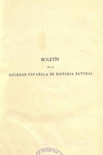 Boletín de la Sociedad Española de Historia Natural. Tomo 35
