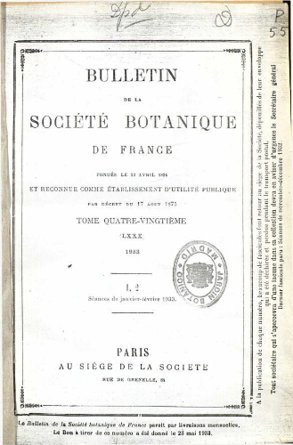 Bulletin de la Société botanique de France [...] T. 80