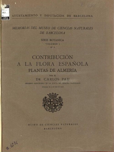 Memorias del Museo de Ciencias Naturales de Barcelona. Serie botánica ; Volumen 1 ; N.º 3