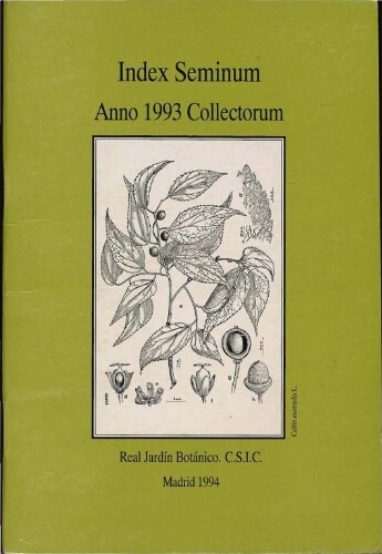 Index seminum in Horto Botanico Matritensi ... 1993